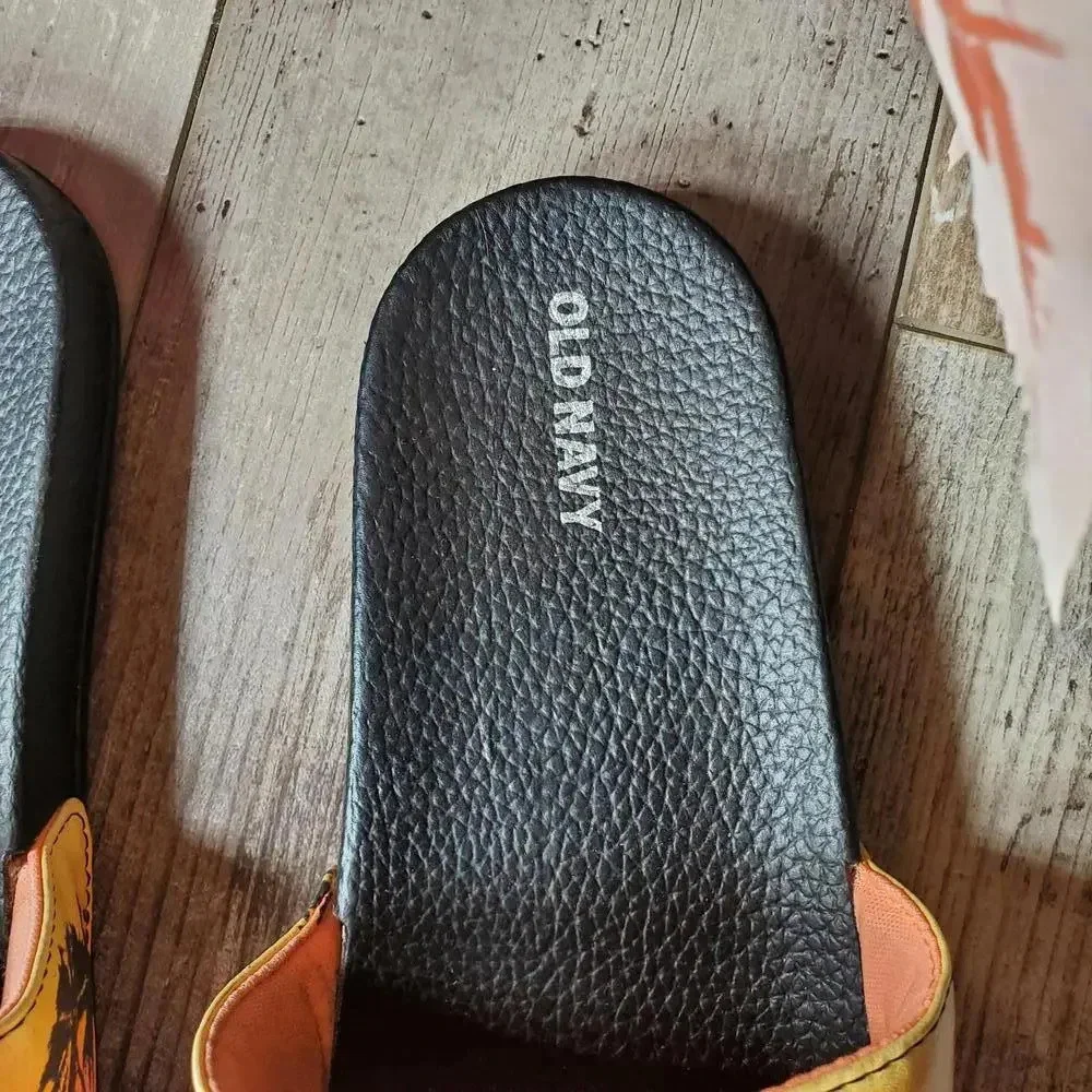 Old Navy Sunset Orange Pink Yellow Slides Size 3-4 Youth Kids
